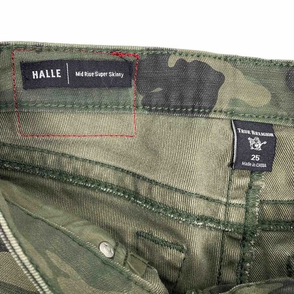True Religion Women's Olive Camo Super Skinny Pants size W25 - Picture 6 of 9